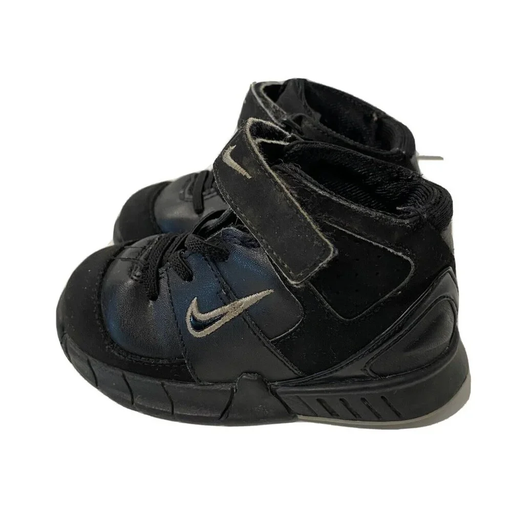Nike black leather suede hook & loop sneakers shoes walk unisex baby toddler 6C